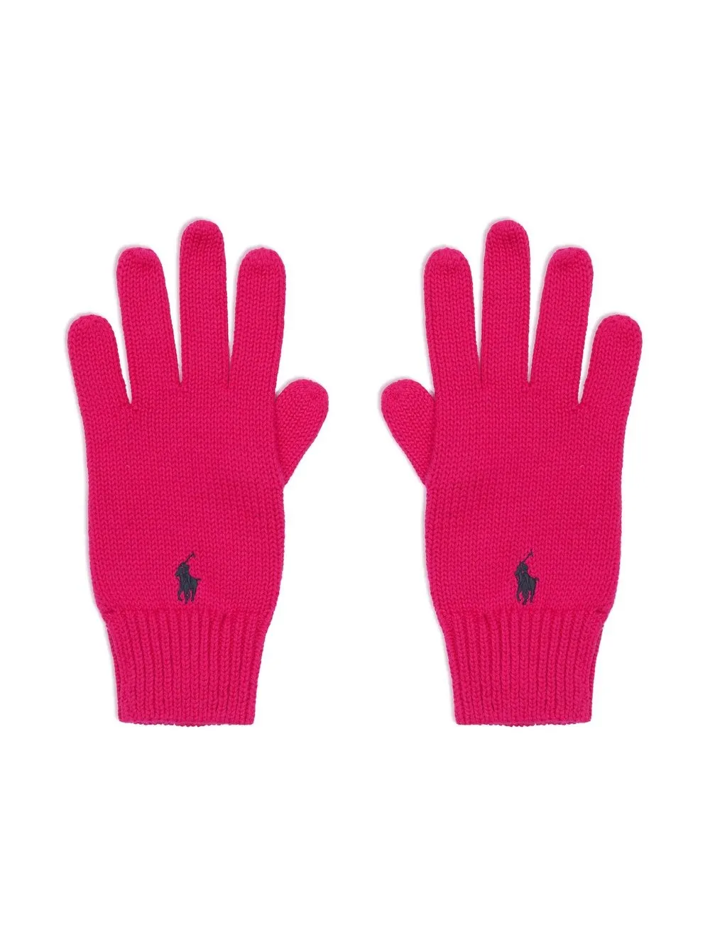 

Ralph Lauren Kids embroidered-logo knitted gloves - Pink