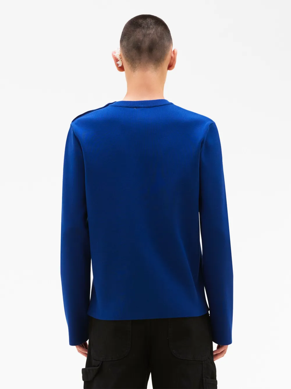 Shop Courrèges Logo-patch Buttoned Jumper In 7077 Ink