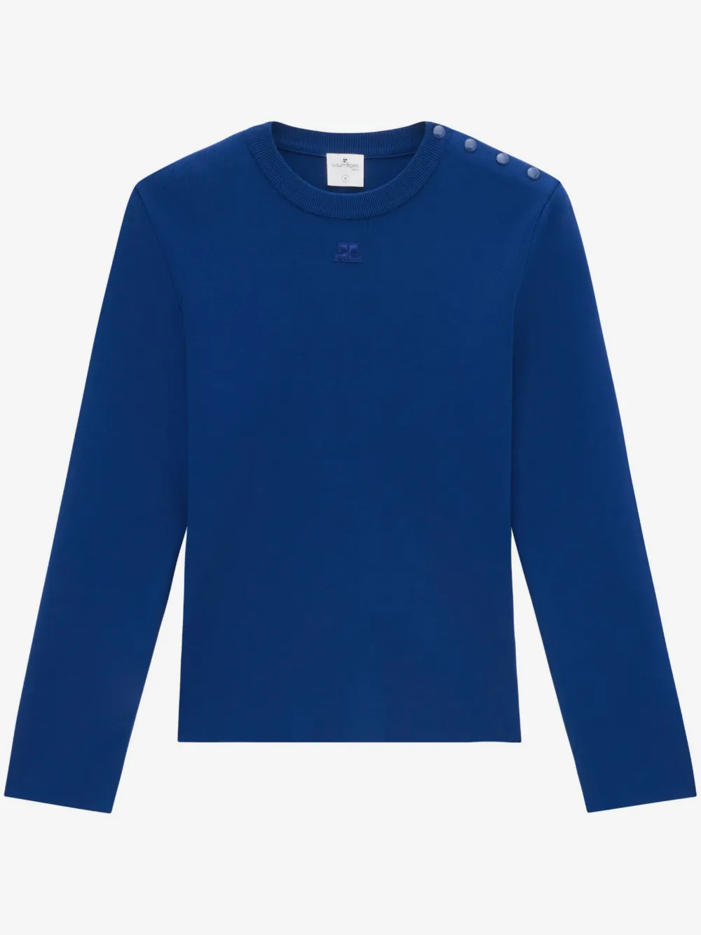 Courrèges logo-patch buttoned sweater | Blue | Image 1