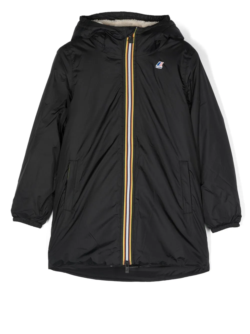

K Way Kids Eiffel logo-patch hooded coat - Black