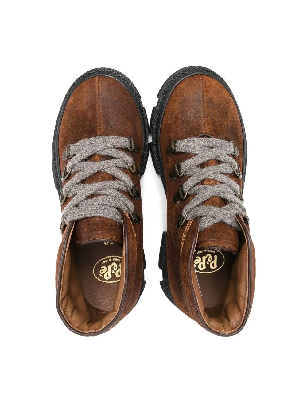 Pèpè Lace-up Leather Ankle Boots In Brown