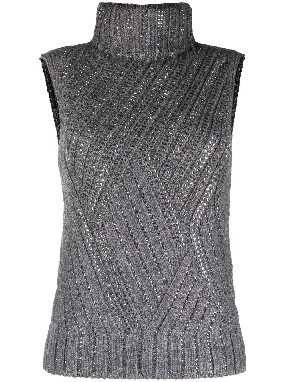 

Ermanno Scervino crystal-embellished rollneck top - Grey