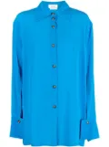 QUIRA Boyfriend Jumbo Cuff silk shirt - Blue