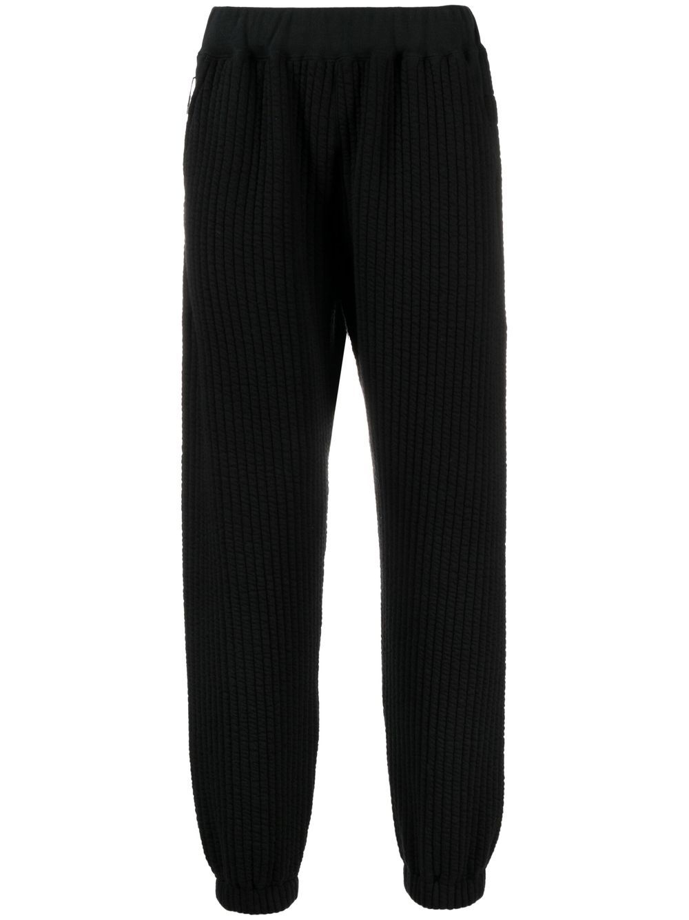 White Mountaineering Ribbed Track Cotton-blend Trousers In Black