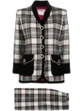 Saint Laurent Pre-Owned 1980s plaid wool skirt suit - Black