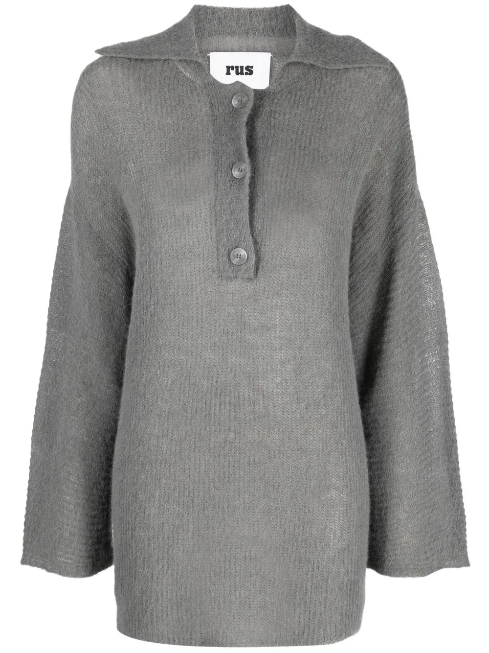 

Rus spread-collar rib-knit polo jumper - Grey