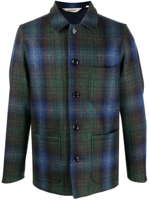 ASPESI plaid virgin-wool shirt jacket