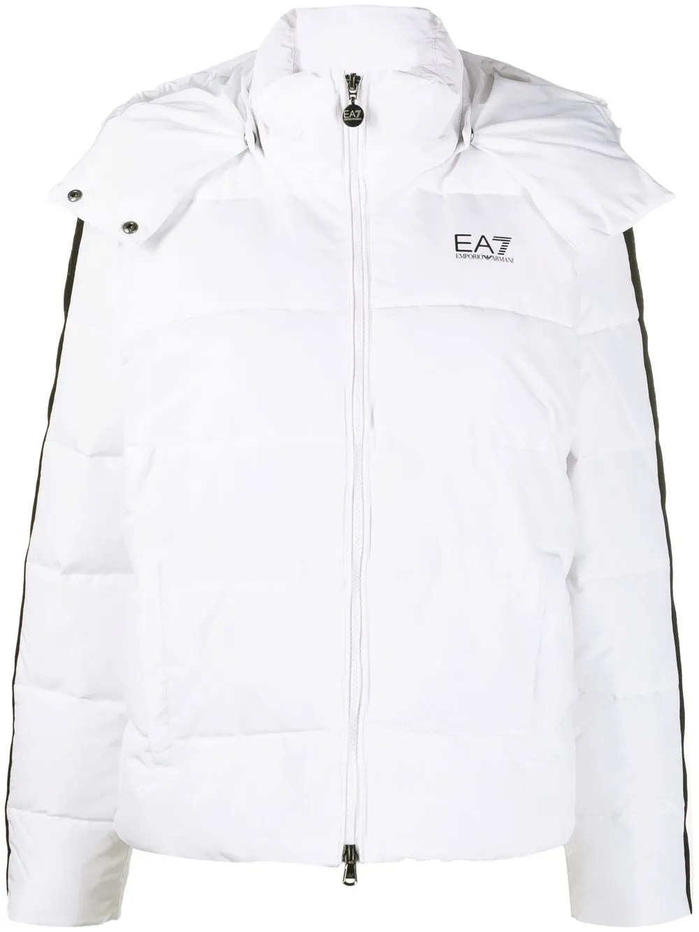 

Ea7 Emporio Armani logo-tape hooded padded jacket - White