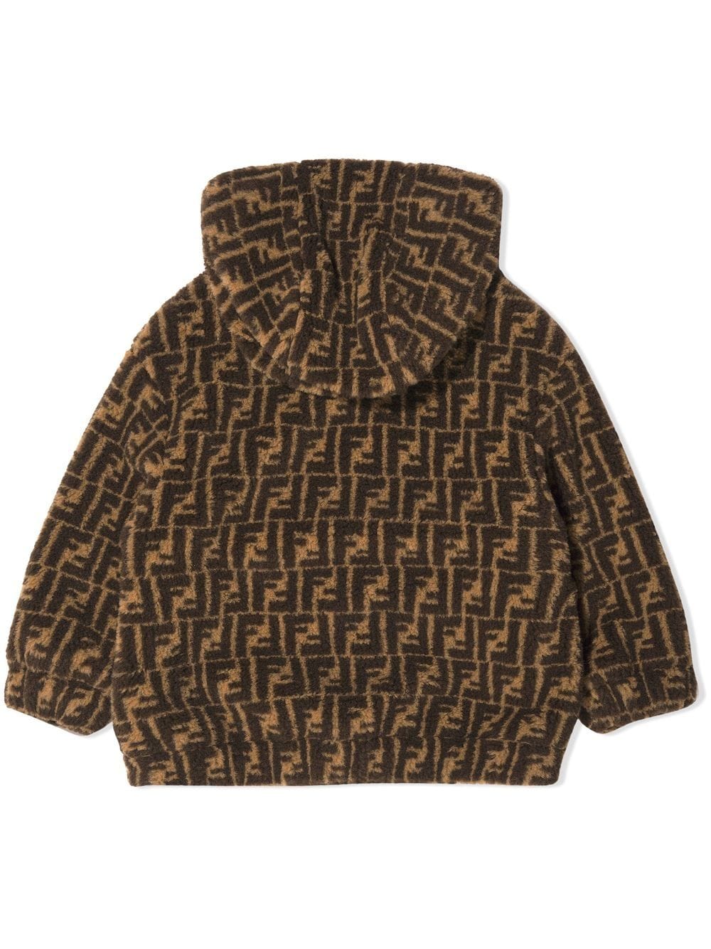 Shop Fendi Ff-print Hooded Jacket In Brown