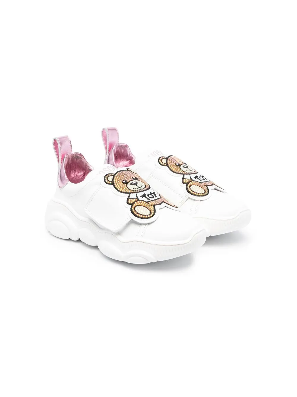 

Moschino Kids logo-print touch-strap sneakers - White