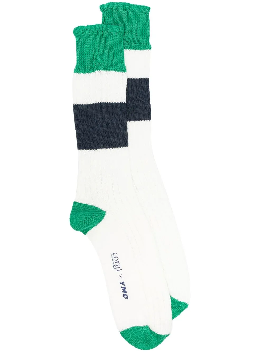 

YMC logo-print ribbed socks - White