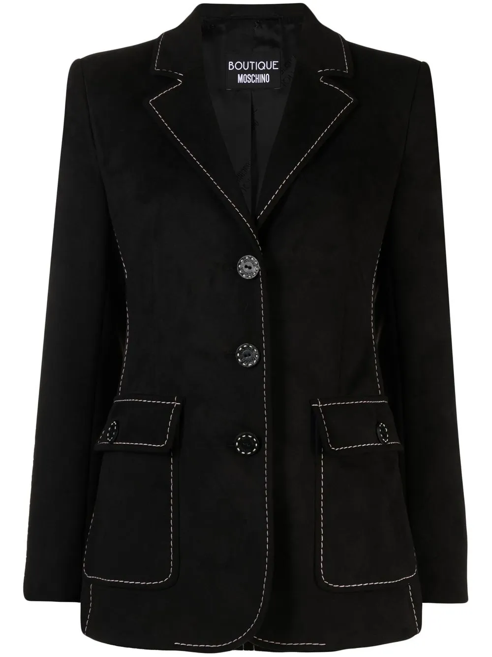

Boutique Moschino contrasting-stitch single-breasted blazer - Black