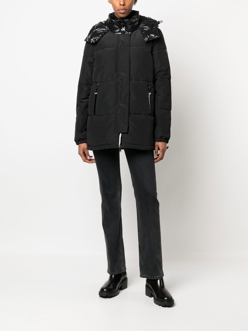 Image 2 of Ea7 Emporio Armani contrast-panel hooded padded jacket