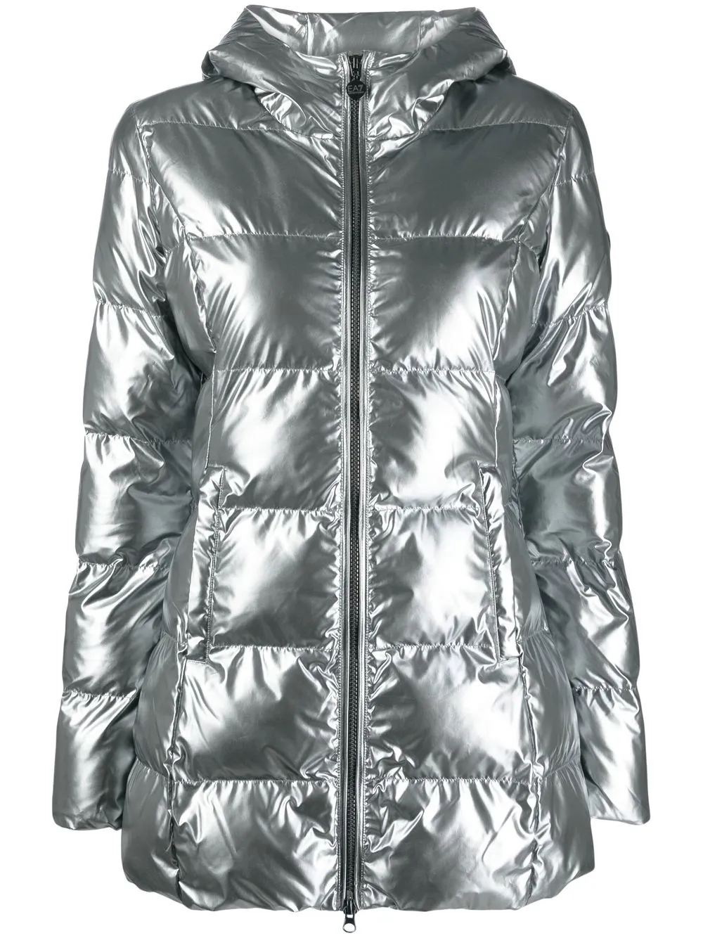 

Ea7 Emporio Armani metallic hooded puffer jacket - Grey