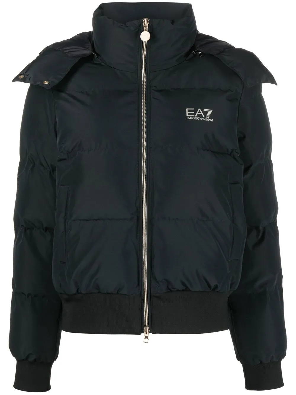 

Ea7 Emporio Armani logo-print hooded padded jacket - Black