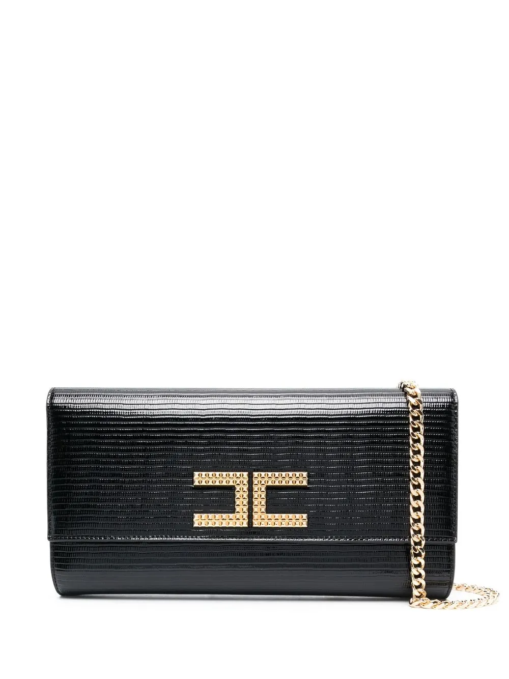 

Elisabetta Franchi logo-plaque detail clutch bag - Black