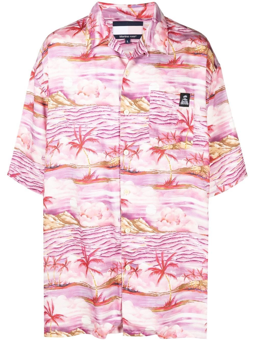 Tommy Jeans Oversize Palm-print Shirt In Pink