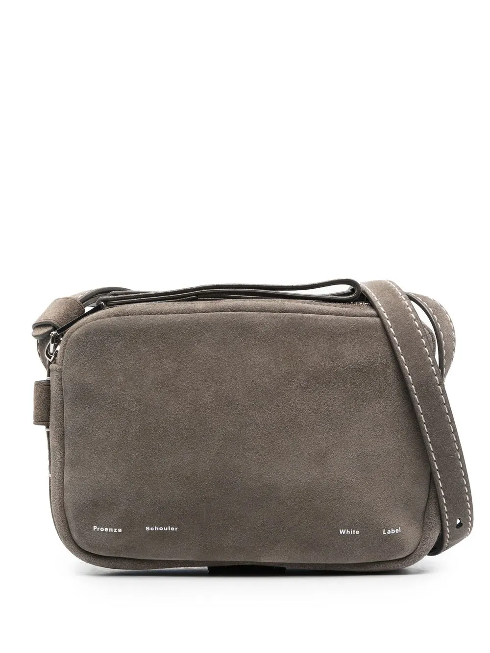 

Proenza Schouler logo-print suede crossbody bag - Green
