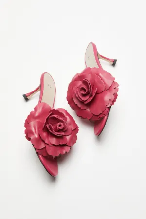 Rose-Embellished Mules