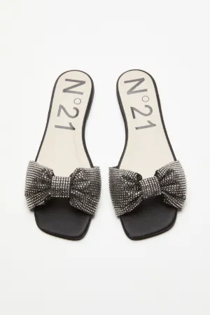 Crystal Bow-Embellished Slides