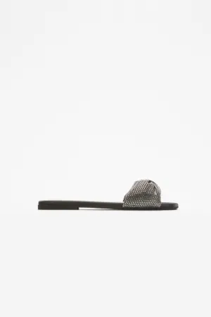 Crystal Bow-Embellished Slides