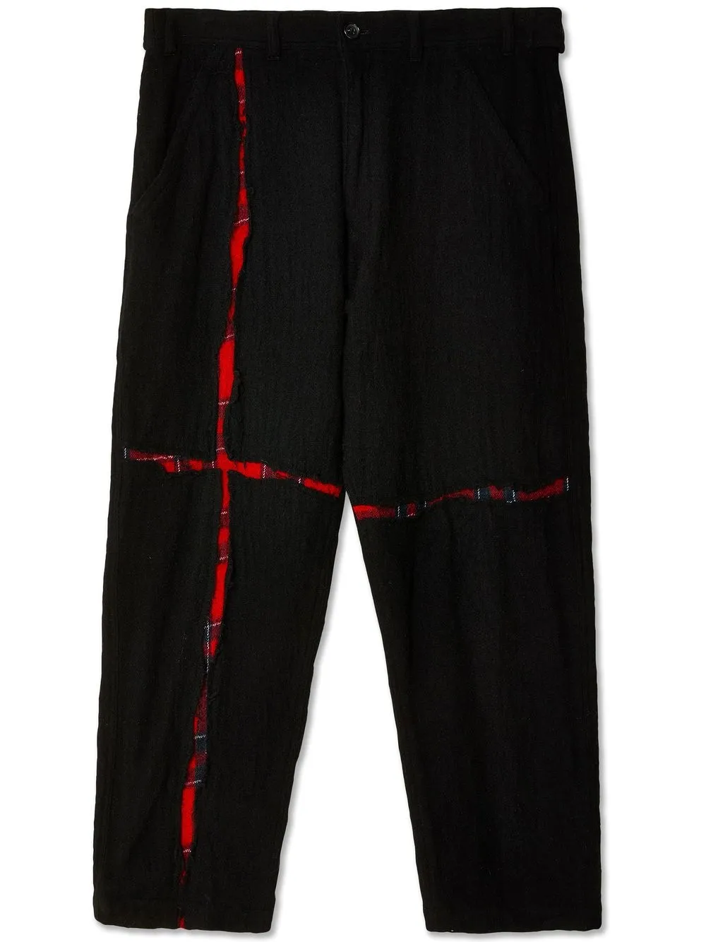 

Comme Des Garçons Shirt tartan-appliqué trousers - Black
