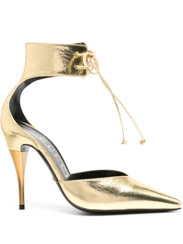 Gucci Priscilla 105mm metallic pumps women Calf Leather Calf Leather Calf Leather 36 Gold