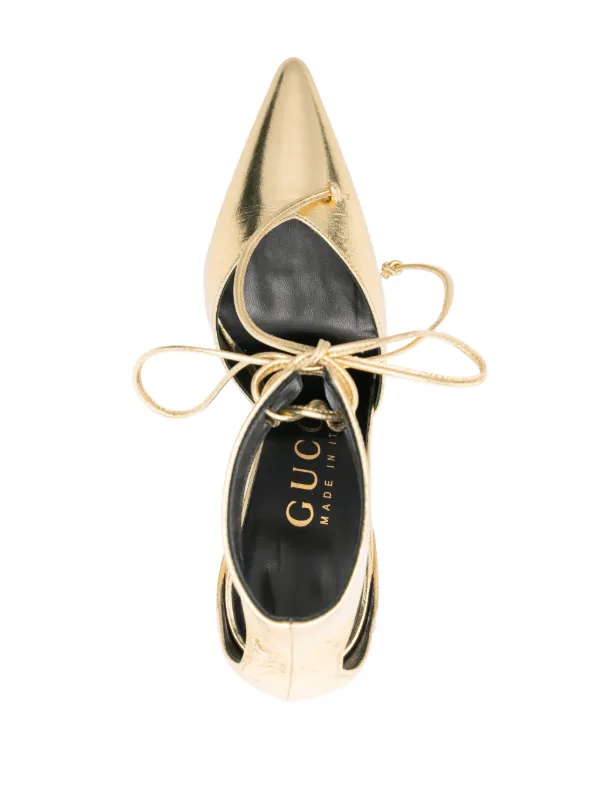 Gucci Priscilla 105mm metallic pumps women Calf Leather Calf Leather Calf Leather 36 Gold