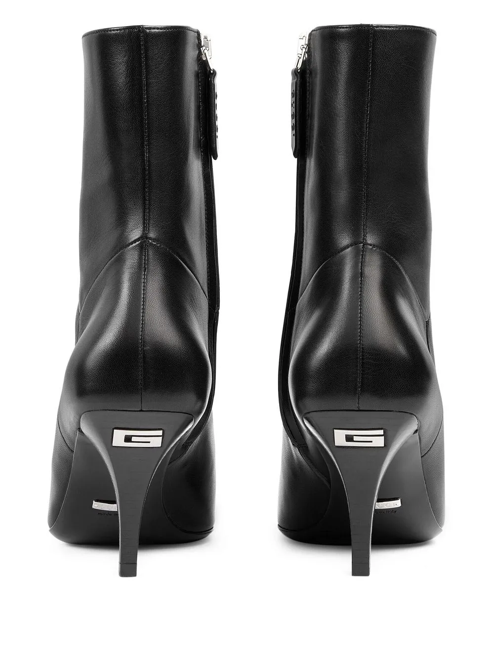 Gucci Squared Toe Malaga Leather Booties 7cm In 黑色