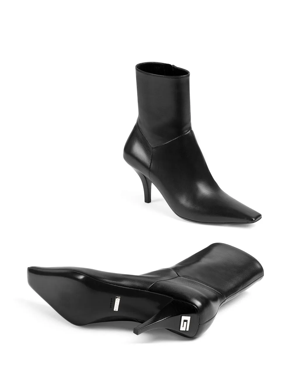 Gucci Squared Toe Malaga Leather Booties 7cm In 黑色
