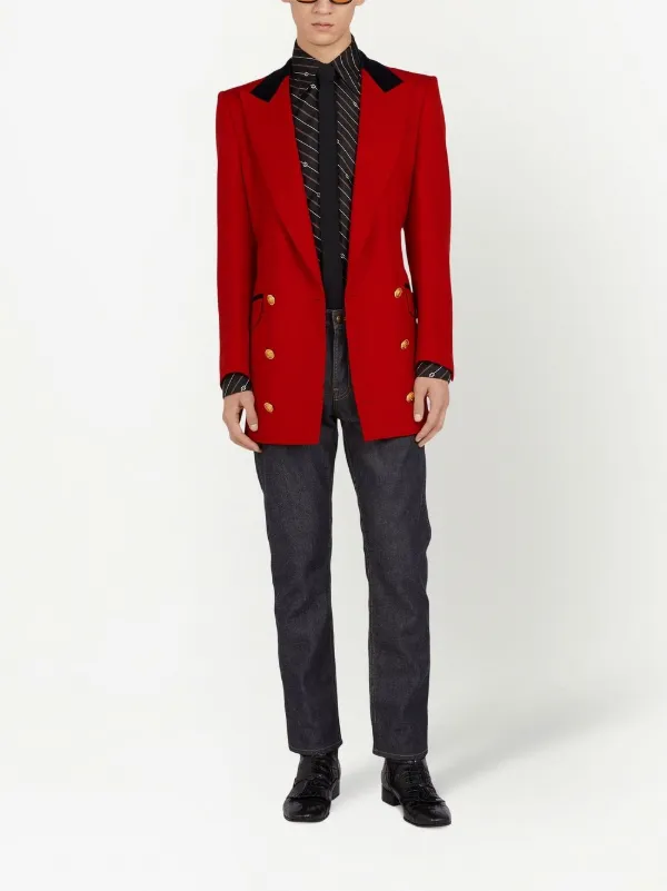 Gucci peak lapels double breasted Blazer Red FARFETCH AE