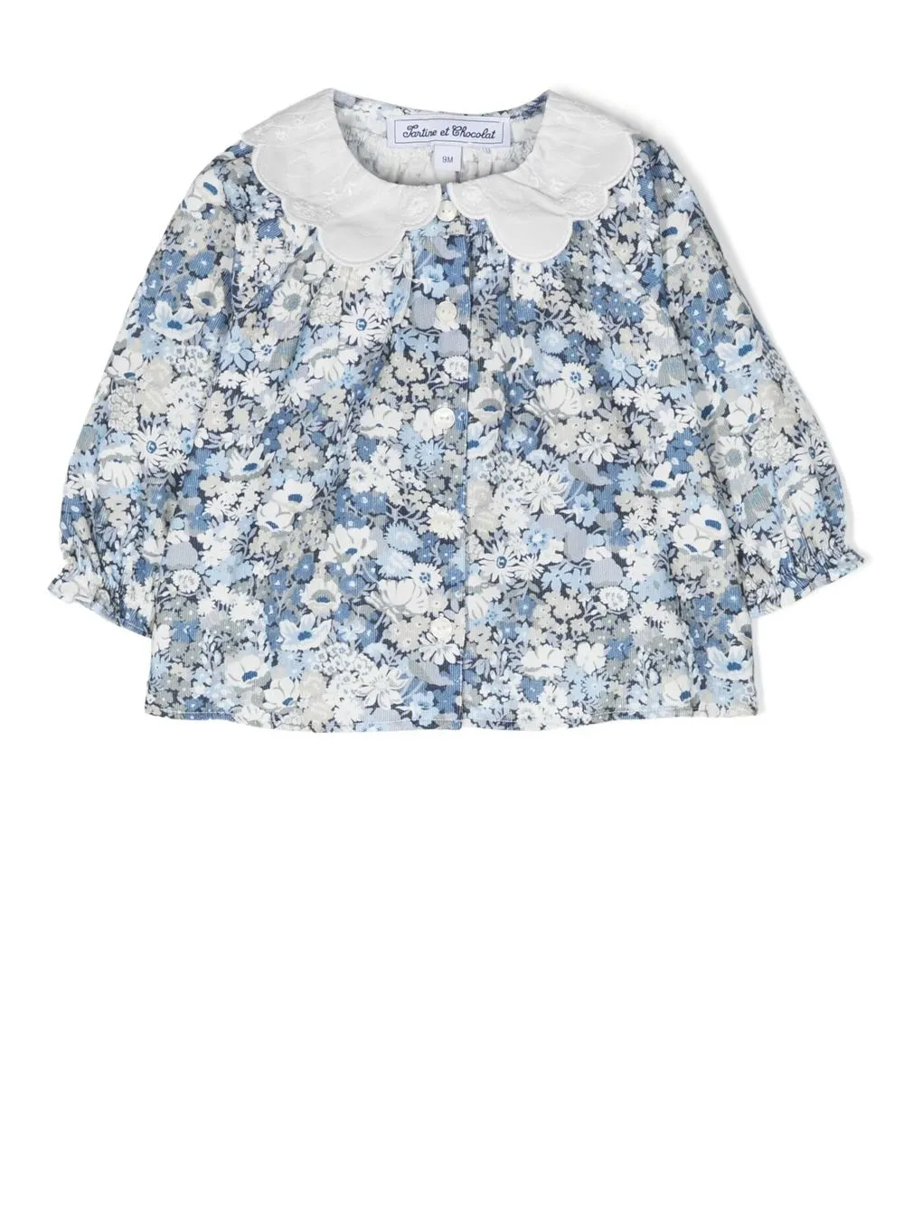 

Tartine Et Chocolat floral-print scallop collar dress - Blue