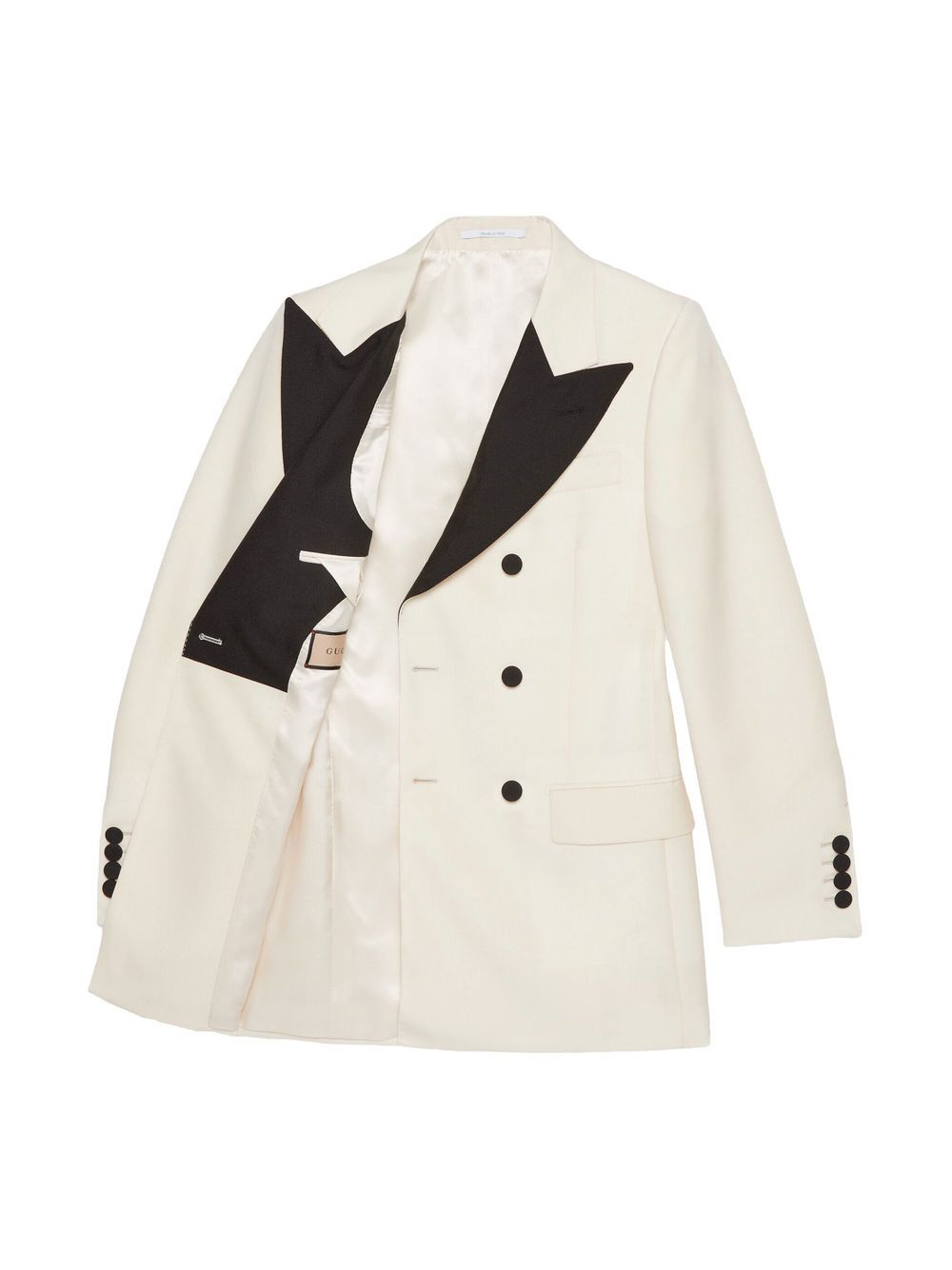 Shop Gucci Contrasting-lapel Double-breasted Jacket In White