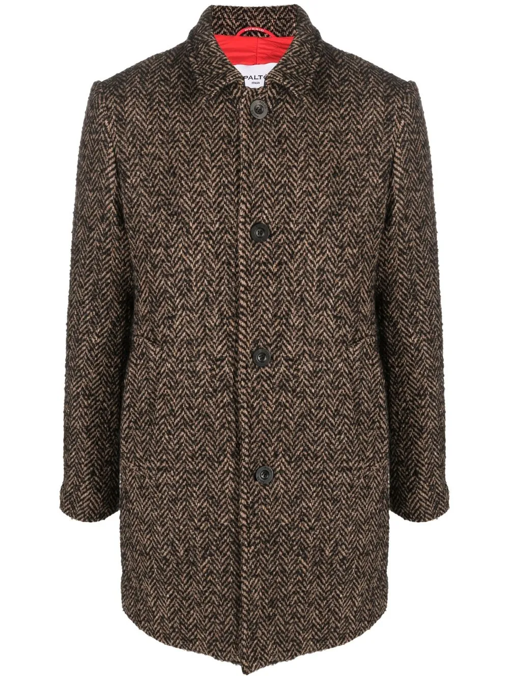 

Paltò herringbone wool-blend single-breasted coat - Black