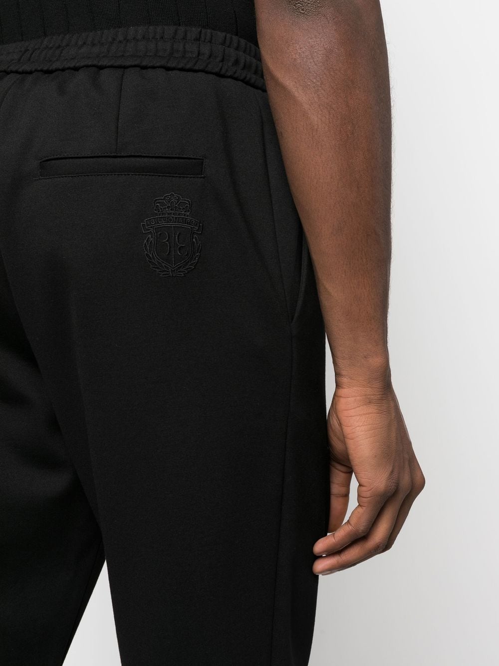 Shop Billionaire Elasticated Waist Tapered Trousers In Black