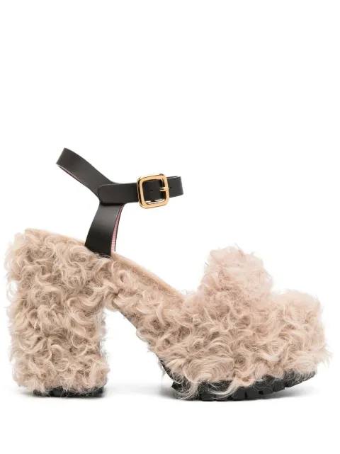 Haus of Honey Les Terriers shearling platform sandals