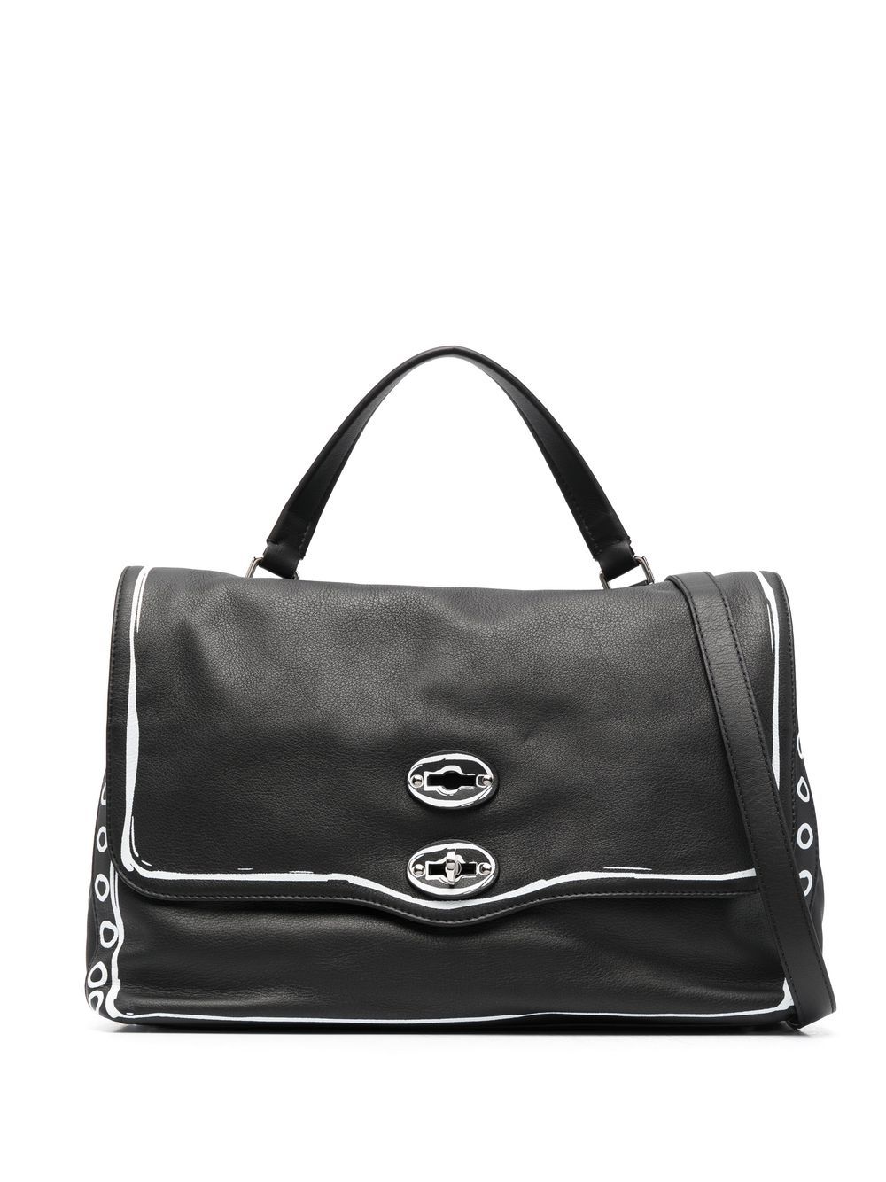 

Zanellato Postina printed leather tote bag - Black