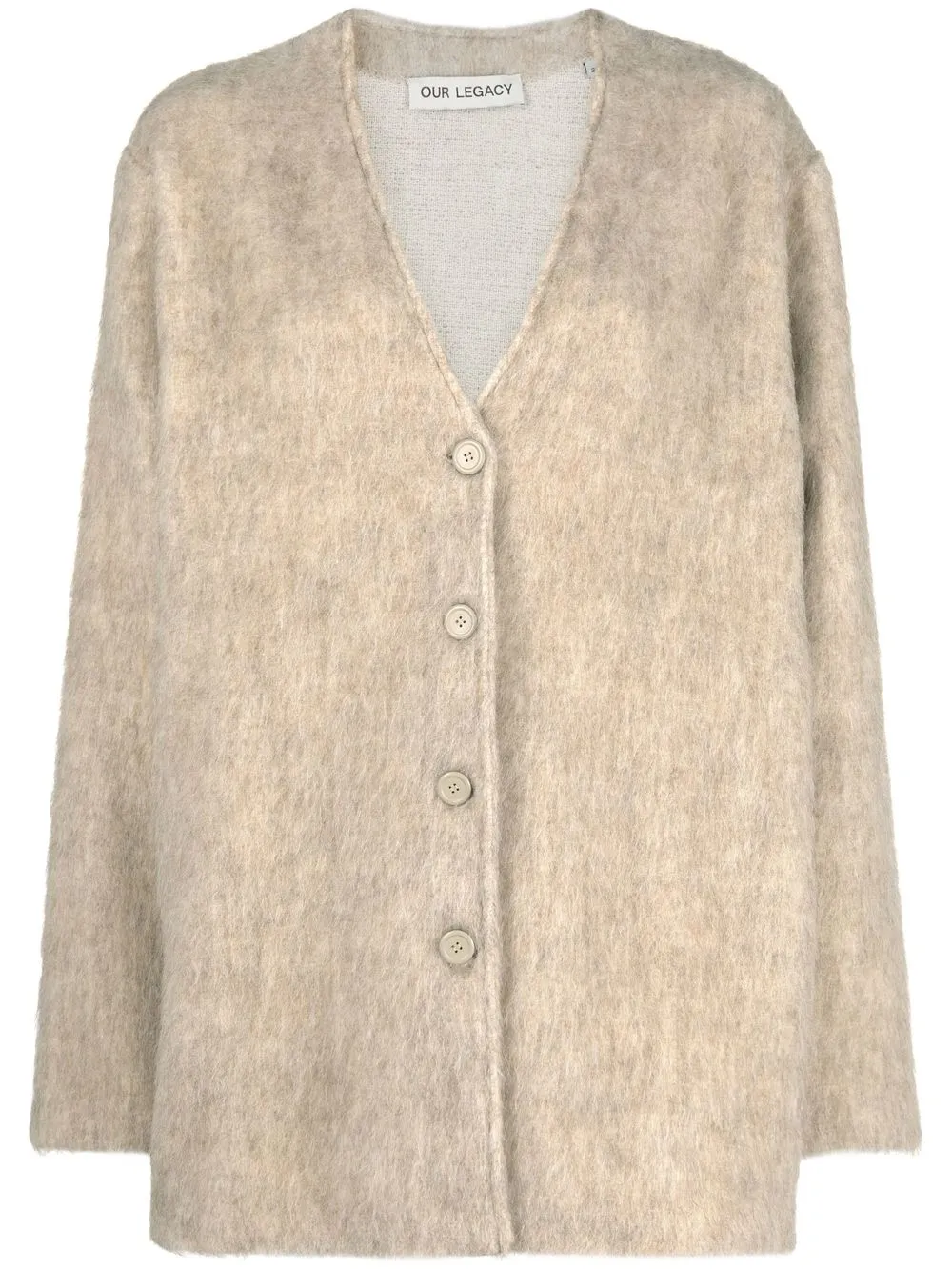 

OUR LEGACY Mid Line asymmetric-front cardigan - Neutrals
