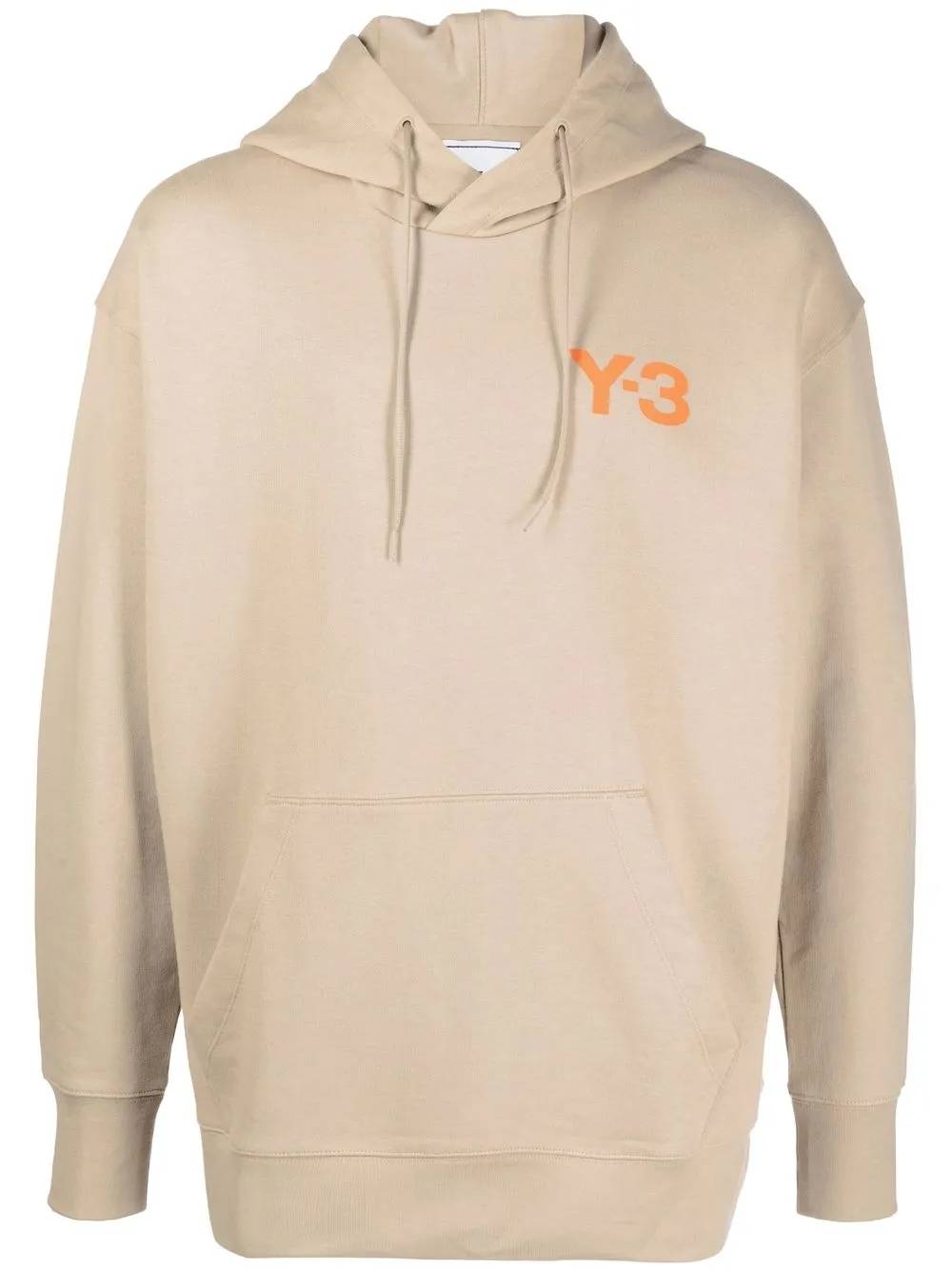 

Y-3 logo-print drawstring hoodie - Neutrals