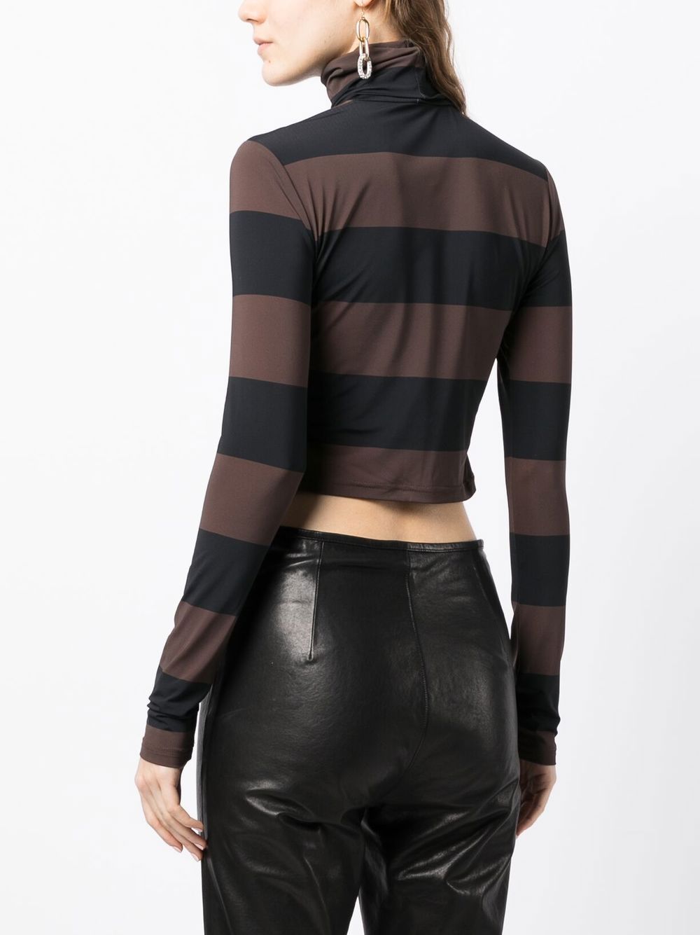 Shop Cynthia Rowley Striped Roll Neck Knitted Top In Brown