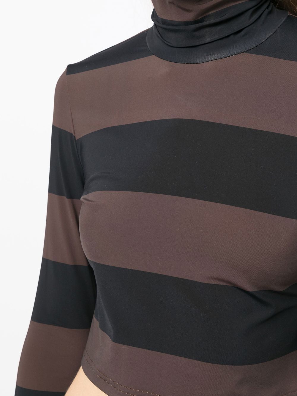 Shop Cynthia Rowley Striped Roll Neck Knitted Top In Brown