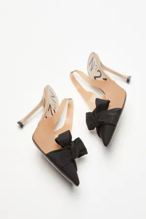 Bow-Embellished Slingback Pumps