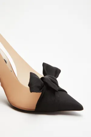 Bow-Embellished Slingback Pumps