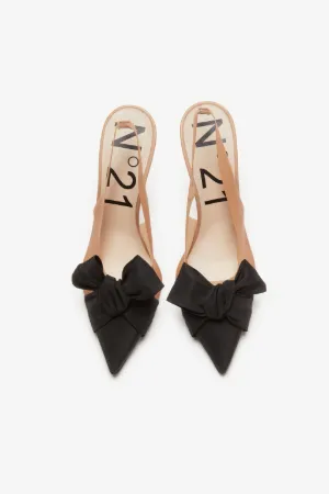 Bow-Embellished Slingback Pumps