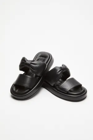 Bow-Embellished Padded Slides