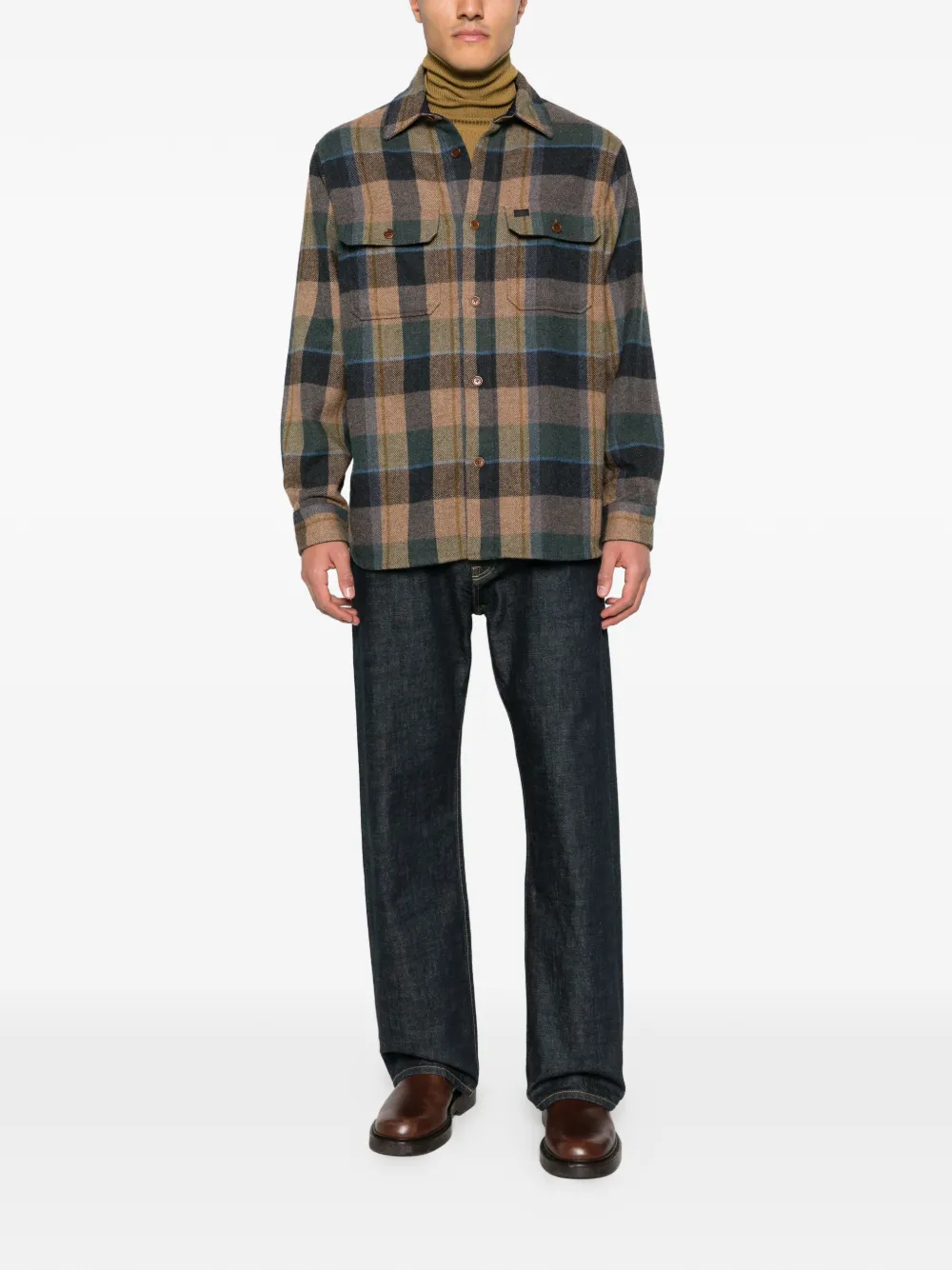 Nudie Jeans Robban plaid long-sleeve shirt - Bruin