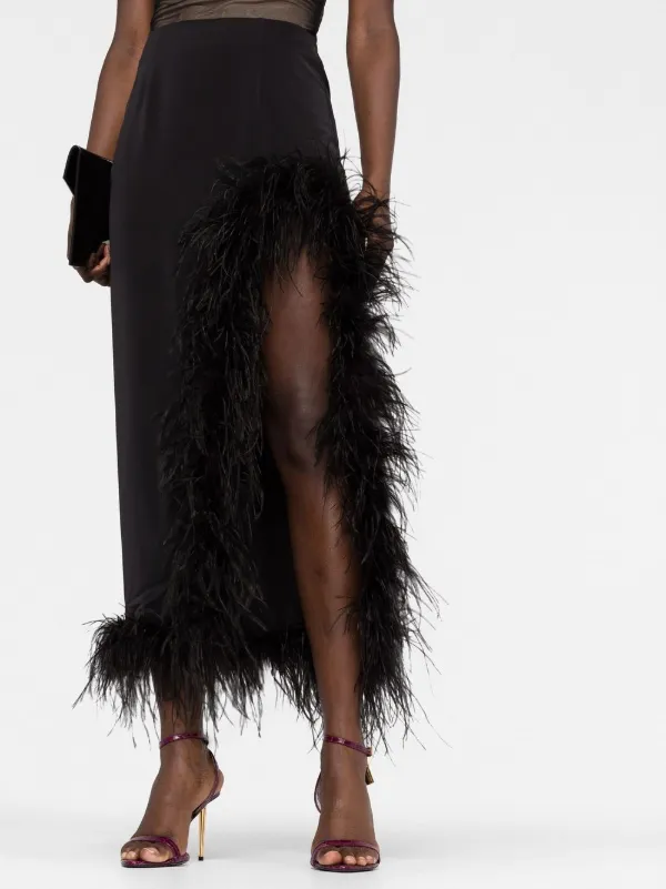 De La Vali Lulu feather-trimmed Skirt - Farfetch