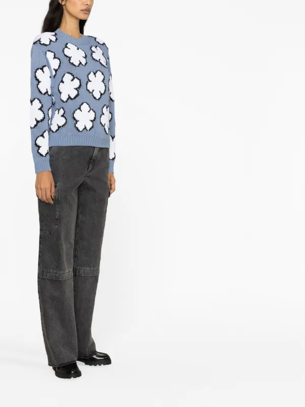 Kenzo Boke Flower intarsia-knit Jumper | Blue | FARFETCH JO
