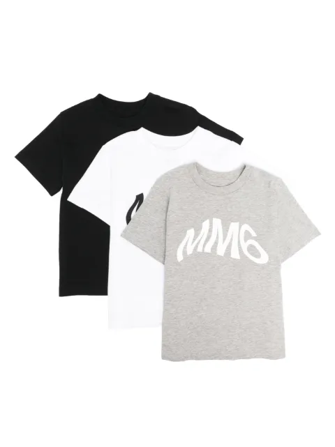 MM6 Maison Margiela Kids three-pack logo-print cotton T-shirts