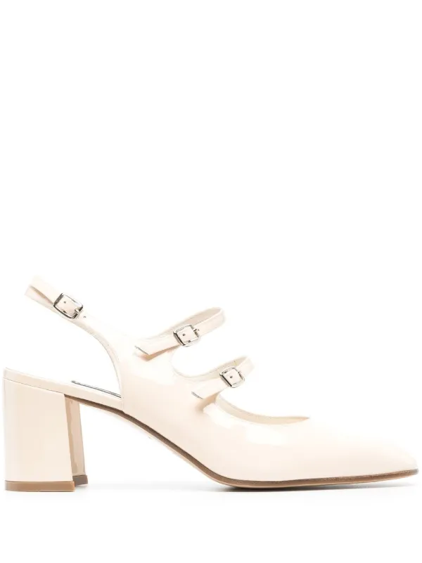 CAREL Paris Bananaミュール36 Banana - White patent leather slingback Mary Janes | Carel Paris